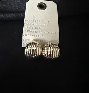 Orecchini a cerchio Anthropologie a costine/oro - Foto 1 di 2
