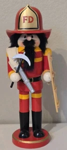 Vintage Firefighter Fire Department Nutcracker  Water House, Axe Ladder. 14 in.  - Picture 1 of 7