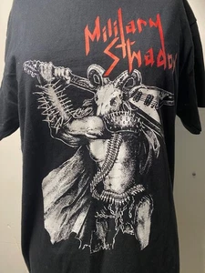 Military Shadow Black T-Shirt rare Japan size M Japanese punk thrash metal GISM - Picture 1 of 7