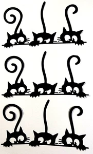 Black Cats Peeking Halloween Set of 3 Cardstock Die Cuts  5" x 2.5" - Picture 1 of 2