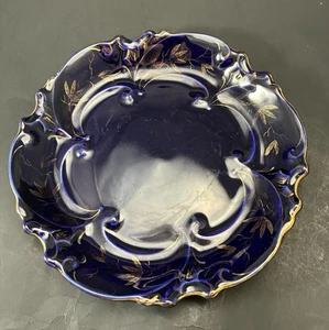 JLMenau Echt Kobalt Blue & 22kt Gold Plate Graf Von Henneberg Porzellan 7-1/4” - Picture 1 of 8