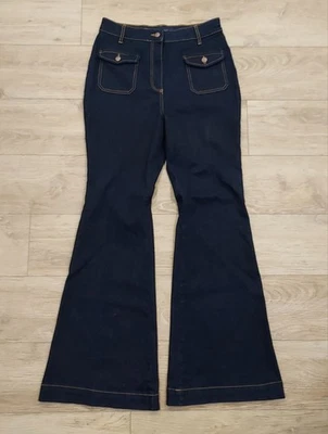 Pantalones de mezclilla para mujer Boden lavado oscuro acampanados tiro alto talla 10R nuevos sin etiquetas Foto 1 de 4