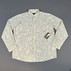 Howler Bros Matagorda Shirt Mens Large Off White Camo Ocean Motion Nylon New - Picture 1 of 8