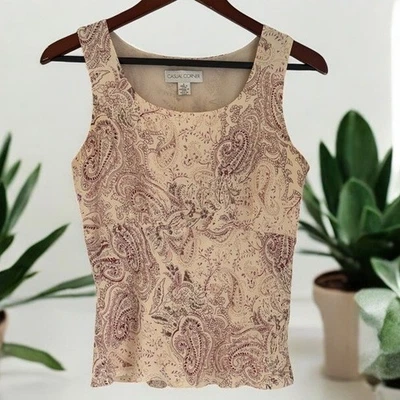 Camiseta sin mangas vintage informal de esquina concha de seda para mujer 8 cachemira Y2K cremallera lateral crema Foto 1 de 4