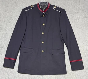 Zara Man Collection Military Navy Blazer Jacket Mens Size 42 Navy Blue Officer - Picture 1 of 9