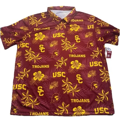 USC Trojans Men's Holloway Golf Polo Shirt Hawaiian Print Stretch XL NWT - Image 1 of 4