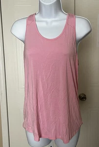 👕 WOMEN'S PLEATED SLEEVELESS RACERBACK ATHLETIC TANK TOP M SCOOP NECK PINK - Picture 1 of 9