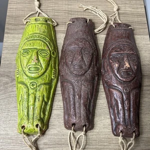 Tribal Art Ton Maske 3 Stück Santal Tribal Indien bekannt für Erfolg & Profis - Bild 1 von 5