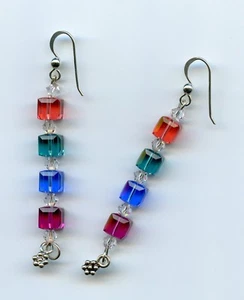 Pendientes de plata de ley con cristales cubo de Swarovski multicolores  - Imagen 1 de 2