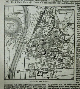 1902 Antica GeoTotopografica: TRENTO - TRIENT.. CITTA E DINTORNI.MEYERS.AETNA - Bild 1 von 2