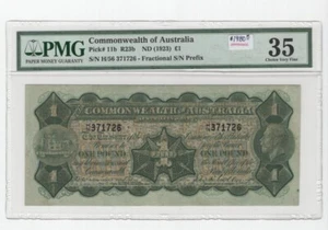 Australia Banknote: One Pound Year 1923, Ref# 11b; Grade PMG-35..Est:$1980 - Picture 1 of 2