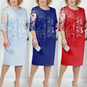 Women's Lace Half sleeve Dress Cocktail Party Wedding Evening Formal Plus Size - Picture 1 of 30