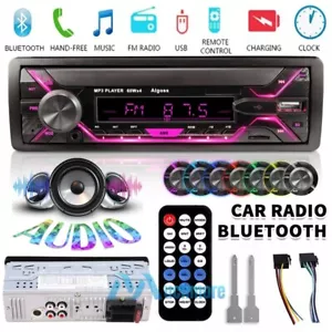 Bluetooth Car Stereo Audio In-Dash FM AM Aux Input SD USB MP3 Radio Player 1 DIN - Picture 1 of 14
