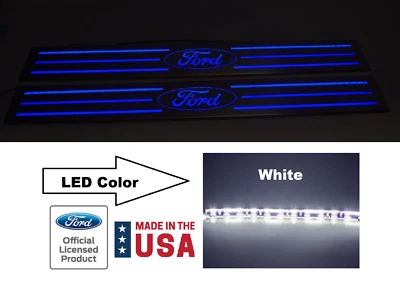 Placas de arranhão de soleira de porta iluminadas ovais LED branco "Ford" para 2010-2014 F-150 - Imagem 1 de 4