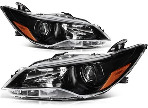 For 2017-2015 Toyota Camry Black w/Projector Left+Right Headlights Assembly Pair - Picture 1 of 9