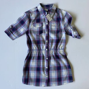 Girls Plaid Dress Size Small 5 6 NWT Blue Pink 100% Cotton Shirtdress TCP New - Picture 1 of 15