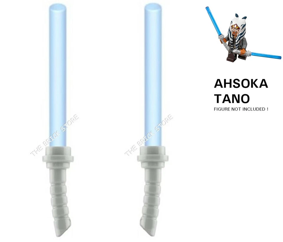 2 X OFFICIAL LEGO - AHSOKA TANO CURVED LIGHTSABERS - MEDIUM BLUE - FAST - NEW - Image 1 of 1