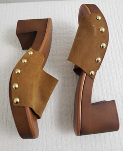 Y2K Christian Di Riccio Chunky Womens Shoes Size 8 Studded Leather Sandals Boho - Picture 1 of 10
