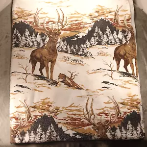 Vintage Cannon Mills Blanket Deer Twin/Full approx 85 x 71 Cabin Hunting Woods - Picture 1 of 12