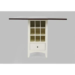 Farmhouse Storage Counter Drop Leaf Dining Table with Storage and Wine Rack - Picture 1 of 9