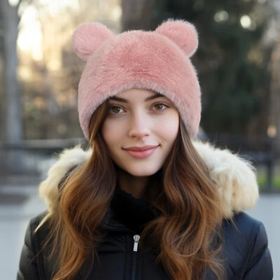 Wrapables Faux Fur Fluffy Bear Ears Winter Beanie Hat - Image 1 of 4