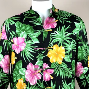 Camicia Ralph Lauren donna XL lino tropicale rana hawaiana chiusura ibisco - Foto 1 di 7