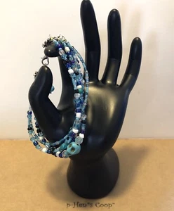 Pulsera Calavera de Azúcar con Mal de Ojo Blues Multi Hebras Boho 8,75-9"" Artesano EE. UU. 651 - Imagen 1 de 2