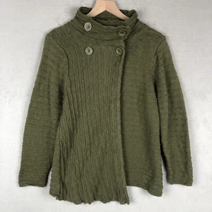 HABITAT Clothes to Live in Size Cardigan Sweater Sz S Green Mock Neck Snap - Picture 1 of 15