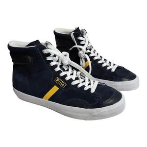 New Mens Polo Ralph Lauren Gervin Sz 10 Mid Suede/Leather Sneaker Navy shoes gym - Picture 1 of 7