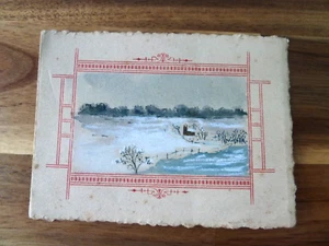 Small Antique Victorian Hand Painted Christmas Card Sent in 1897 - Bild 1 von 6
