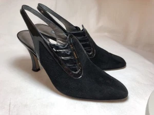 Vintage Vimark Made in Italy schwarzer Wildleder-Slingback-Damenabsatz 6,5 - Bild 1 von 9
