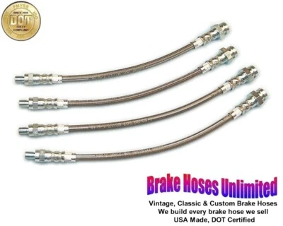 CONJUNTO DE MANGUEIRA DE FREIO INOXIDÁVEL Renault R8 Gordini - 1965 1966 1967 1968 1969 1970 1971 - Imagem 1 de 3