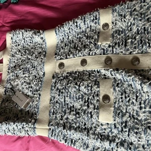 NEW NWT Milly Fringed Textured Knit Mini Dress Blue Large - Picture 1 of 5