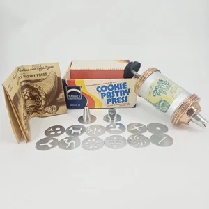 Mirro Cookie Pastry Press With Box 12 Discs 3 Tips Direction Recipe Book 0358-22 - Picture 1 of 9