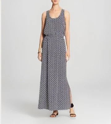 Banana Republic Womens Sleeveless Black White Geometric Slit Maxi Dress Small - Image 1 of 4