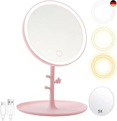 GVEFIVME Kosmetikspiegel mit LED Licht, Schminkspiegel Beleuchtet für Schminken