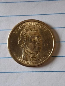 2007 MONROE PRESIDENTIAL GOLD DOLLAR COIN NO DATE ON COIN - Picture 1 of 2