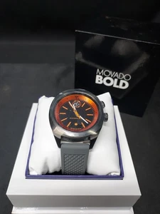 NEW OLD STOCK Movado Bold Orange and Black Watch with Silicone Strap UNUSED - Picture 1 of 8