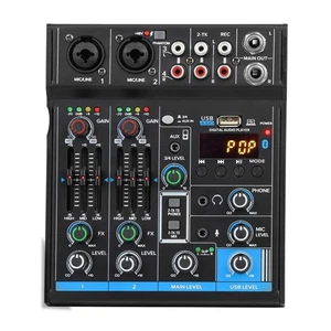 Portable mini -mixer 4 channel audio DJ console sound card, USB, 48V Phantom Pow - Picture 1 of 9