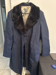 Marineblaue Herrenoberbekleidung von Sears Kunstfellausschnitt gefüttert 42T schwerer Mantel - Bild 1 von 7