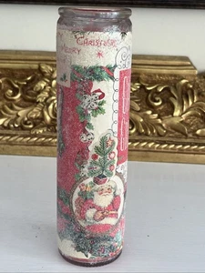 Vintage Style Sugar Frosted Pillar Candle Nostalgic Christmas Shiny Brite - Picture 1 of 5