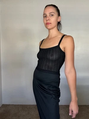 Correa de vestir años 70 tejida negra vintage pequeña mediana Foto 1 de 4