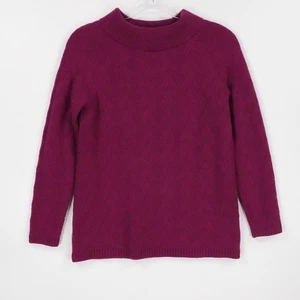 Talbots Sweater Womens Medium Magenta Cashmere Cable knit Pullover Soft Warm - Picture 1 of 16