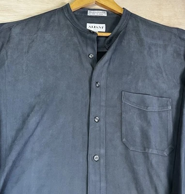 Винтажная рубашка 80-х Alfani сделано в Корее из искусственной замши с воротником серая минималистская размер XL - Изображение 1 из 4