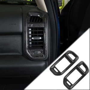 Center Console Both Side Air Vent Cover Trim For Dodge Ram 1500 18+ Carbon Fiber - Foto 1 di 7