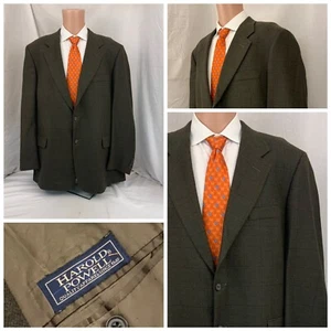 Harold Powell Blazer 46L Brown Plaid Wool 2B 1V Italy EUC YGI T1-578 - Picture 1 of 12