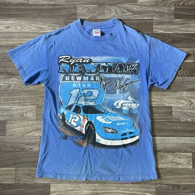 Camisa de carreras vintage Ryan Newman Allred para hombre azul medio doble cara NASCAR Foto 1 de 4