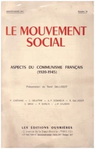 LE MOUVEMENT SOCIAL N° 74 - ASPECTS DU COMMUNISME FRANCAIS (1920-1945) - 1971 - Imagen 1 de 2