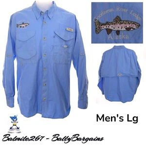 Camicia Columbia Uomo PFG ALASKA GOODNEWS Ventilata Performance Pesca L/S L Blu - Foto 1 di 16