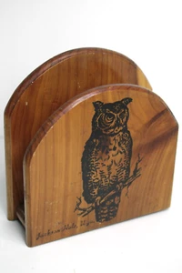Servilleta de madera vintage Jackson Hole Wyoming recuerdo búho soporte para correo - Imagen 1 de 8